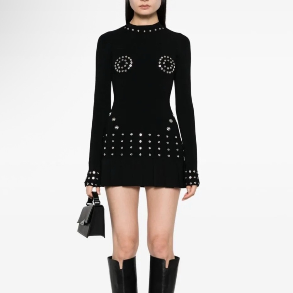 NWT Off-White Black Studded Mini Dress Size 44